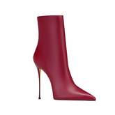 Leather High Heel Ankle Boots